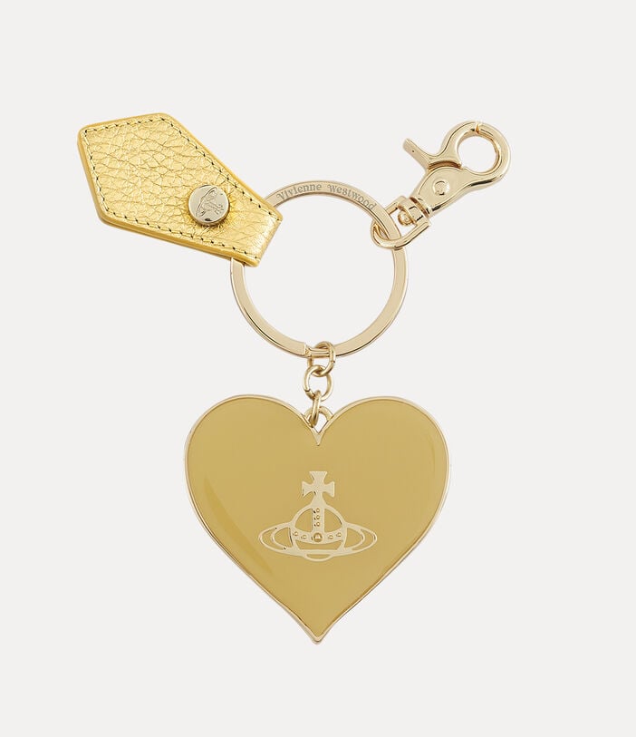 Vivienne Westwood GRAIN LEATHER MIRROR HEART ORB KEYRING